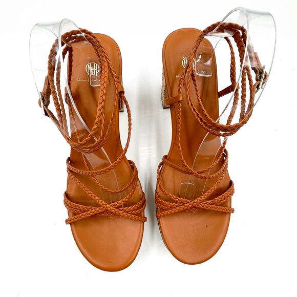 House of Harlow Braided Gladiator Platform Sandals Rust Brown Strappy Sz 9.5 - Picture 4 of 11